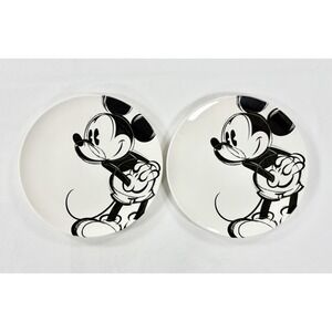 2 Zak! Designs Disney Mickey Mouse 11" Dinner Plates Melamine Sketch Black White